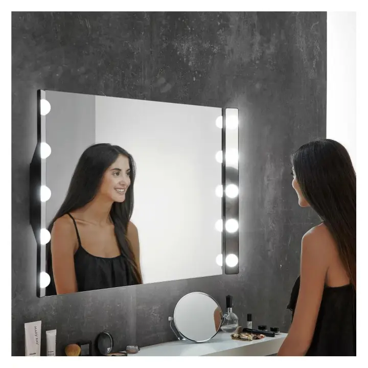 APLIKE BATHROOM LIGHTING - Modelo Hollywood Star | Espejo Tocador de Baño con Luz LED - Luz Blanca Fría (5700K) - 80 x 60 cm - 1