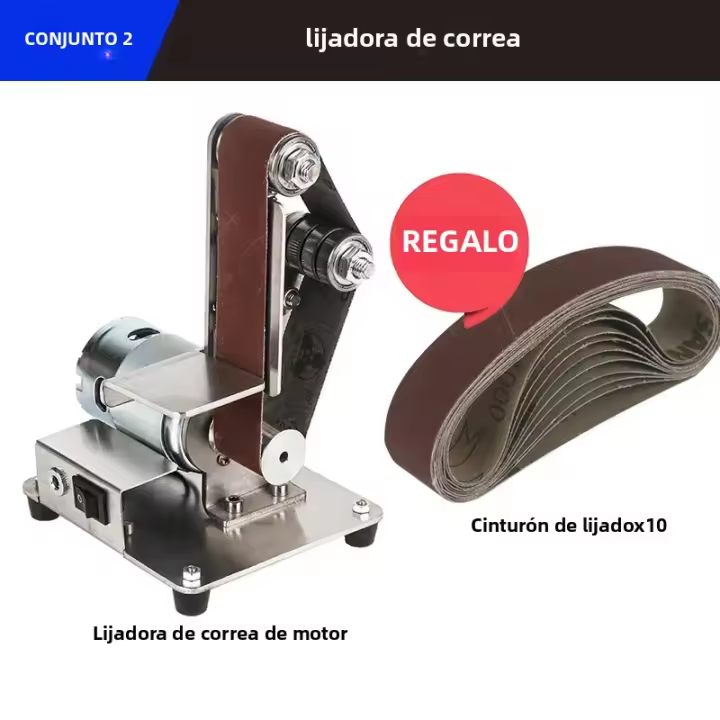 Máquina De Pulir Cinturón Eléctrica 110-240V Máquina De Pulido Y Molienda Con Cintas Abrasivas Para DIY Y Cortar Bordes - 1