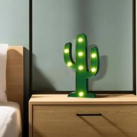 Lámpara De Noche En Forma De Cactus Verde Operada Por Batería Mini Lámpara De Mesa Para Decoración De Habitación Montaje En Pared Material Plástico - details 1