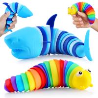 Juguete Educativo Y De Alivio Del Estrés Para Niños 2 Piezas De Caterpillar Y Tiburón Rompecabezas Colorido Y Formas Adecuado Para Edades 3-12+ - details 0