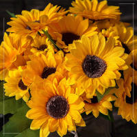 Busto De Girasoles Artificiales 13 Cabezas Flor Real Toque Para Jardín Fiesta De Boda Casa Exposición Perfecto - details 6