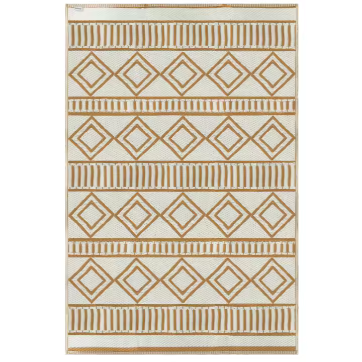 Outsunny Alfombra Exterior, Alfombra De Plástico, Alfombra Impermeable para Balcón, Jardín, Camping, Café+Blanco, 121 x 182 cm - 1