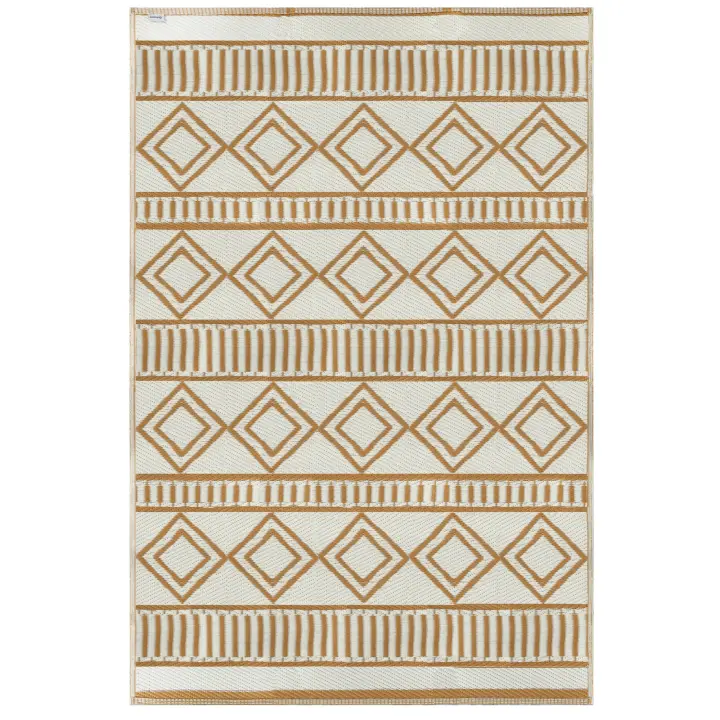Outsunny Alfombra Exterior, Alfombra De Plástico, Alfombra Impermeable para Balcón, Jardín, Camping, Café+Blanco, 121 x 182 cm - 1