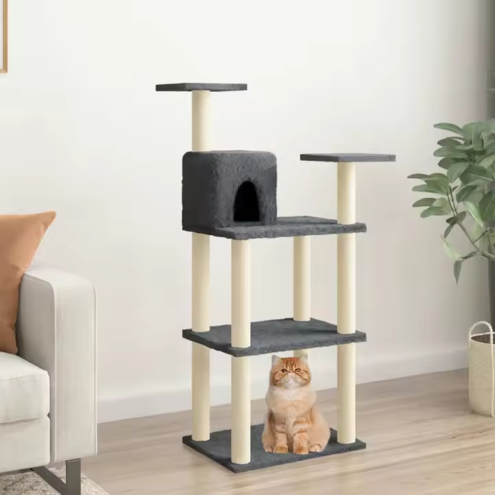 vidaXL RASCADOR PARA GATOS CON POSTES DE SISAL GRIS OSCURO 118,5 CM - 1