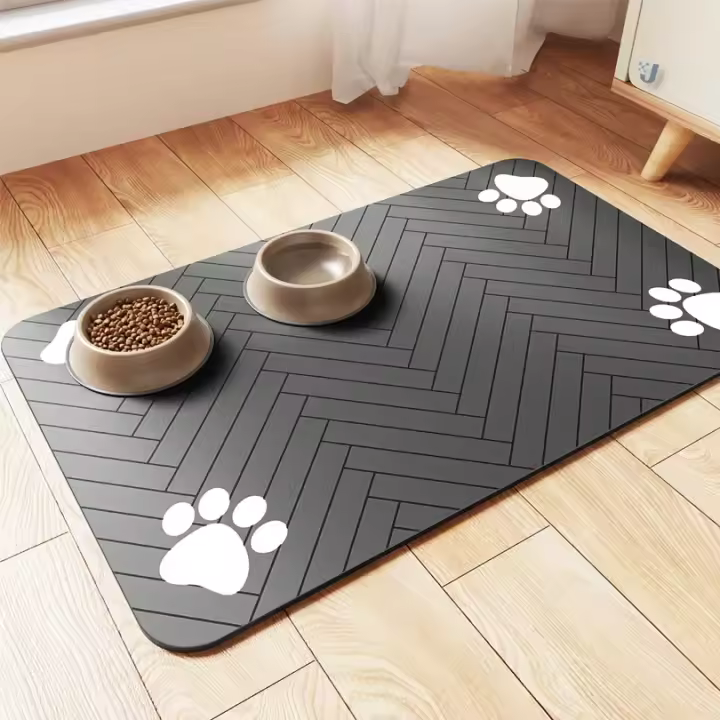 Alfombrilla Para Alimentos Y Agua Para Mascotas Con Sello De Goma Antideslizante Y Secado Rápido Plástico Universal Para Perros Y Gatos - 1
