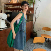 Vestido Mini De Verano Para Mujer Estilo Coreano Sin Mangas Con Tirantes Y Bolsillos Denim A-Line Solapa Suelta Vestido De Corte Vintage - details 12