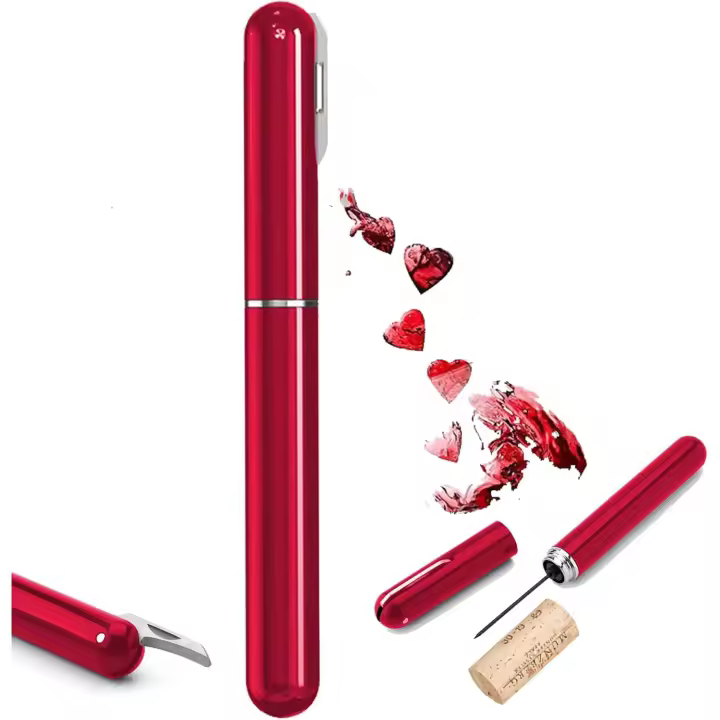 Abridor de botellas con bomba de presión de aire, sacacorchos de vino profesional con cortador de papel de aluminio, apertura rápida de botellas 7S, regalo para amantes del vino (rojo) - 1