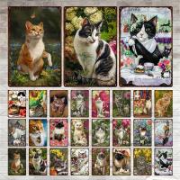 Cartel De Gato Divertido En Metal Vintage Signs De Animales De Flor Tapa De Lata Retro Decoración Para Hogar Y Bares - details 0