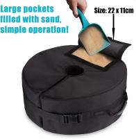 Bolsa de peso para sombrilla de patio, soporte de base de arena desmontable redondo de 46 cm, bolsa de peso para sombrilla resistente a la intemperie, se adapta a voladizo desplazado, paragüero o asta de bandera - details 2