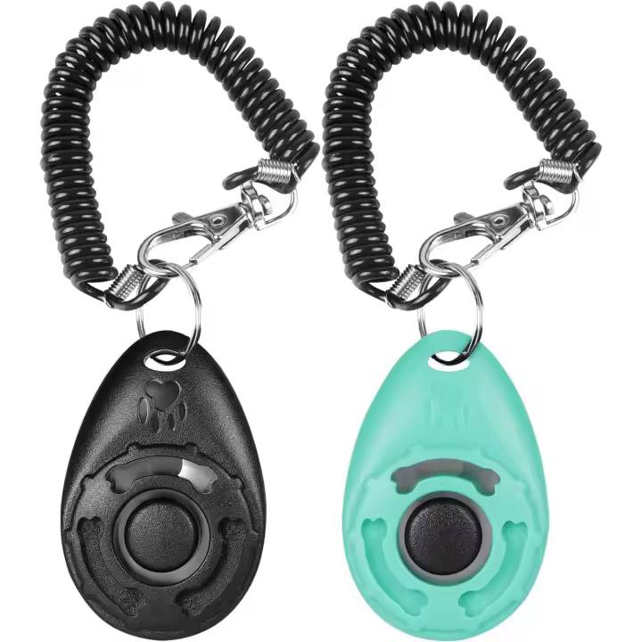 Clicker para perros, [2 piezas, negro y verde] Clicker de entrenamiento para mascotas Diyife con correa de muñeca para perros, gatos y caballos - 1