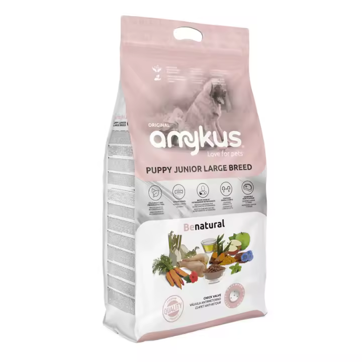 Amykus Original Puppy Junior Large Breed - Pienso para Cachorros de Razas Grandes - Pollo y Pavo, Crecimiento Saludable - 1