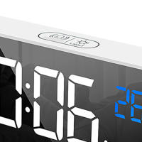 Reloj Eléctrico con Alarma LED, multifuncional, exquisita superficie de Espejo, Silencioso, para Mesita de Noche, decoración del Hogar, dormitorio, oficina, Blanco W - details 2