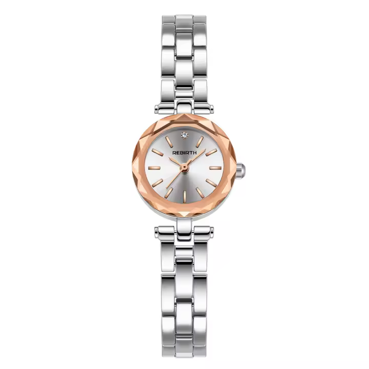 Reloj De Pulsera De Acero Inoxidable Lujoso Y Ligero Con Correa Redonda Versátil Y Casual Simple Para Hombre Y Mujer Resistente Al Agua - 1