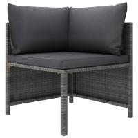 vidaXL Set de muebles de jardín 3 pzas y cojines ratán sintético Gris, Negro, Conjunto Terraza Muebles Jardín Exterior Juego de Muebles de jardín Mueble Jardín Exterior Muebles de Salon Exterior - details 0