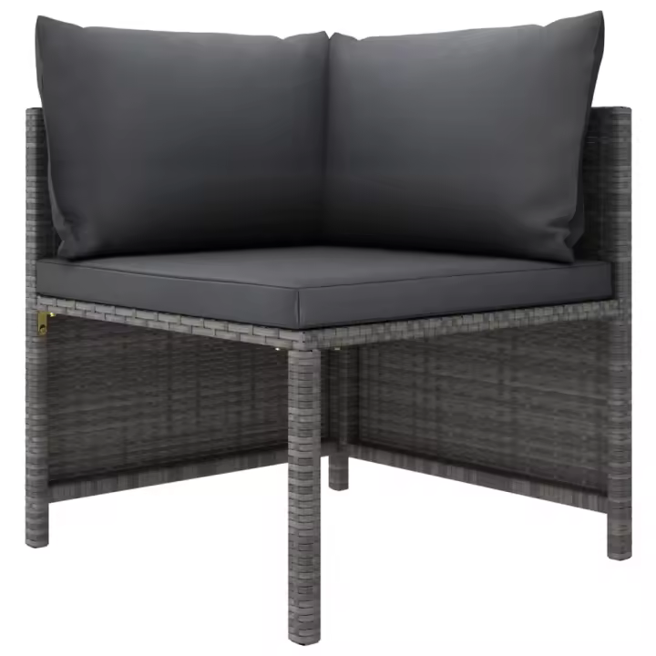 vidaXL Set de muebles de jardín 3 pzas y cojines ratán sintético Gris, Negro, Conjunto Terraza Muebles Jardín Exterior Juego de Muebles de jardín Mueble Jardín Exterior Muebles de Salon Exterior - 1