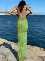 Vestido Largo Sin Mangas Elegante Para Mujer Hawthaw Con Estampado Floral Bodycon Espalda Descubierta Para Verano 2024 - details 20