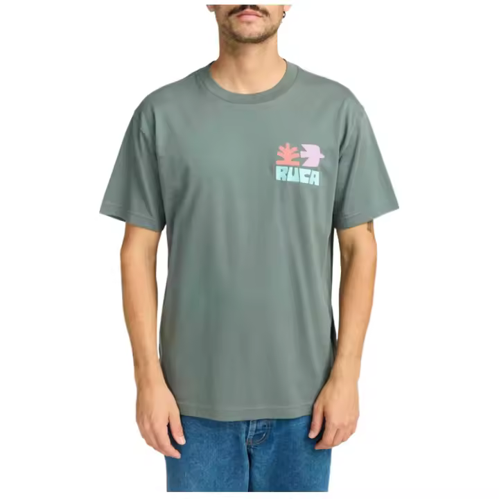 Camiseta de Manga Corta RVCA Mosaic para hombre en color verde - 1