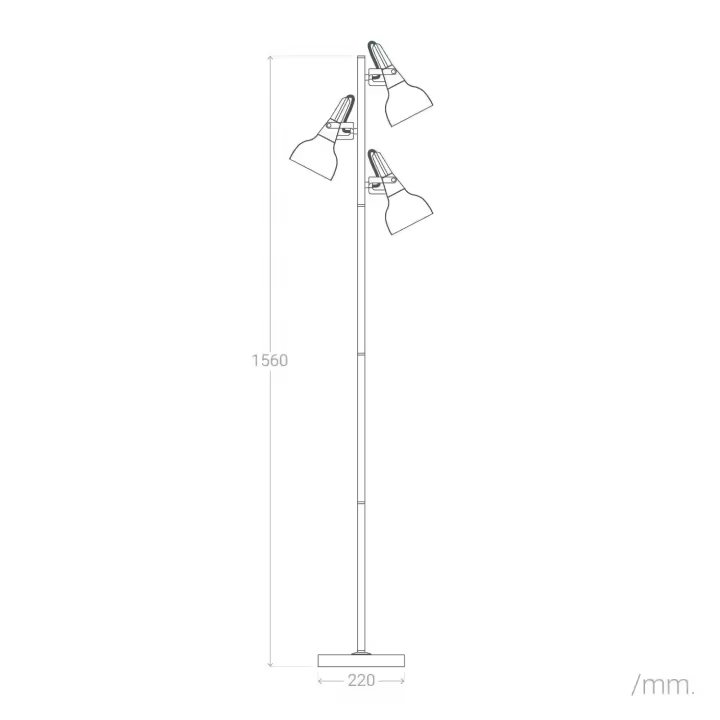Ledkia Lámpara de Pie de Metal 3 Focos Plata Emer Plateado - 1
