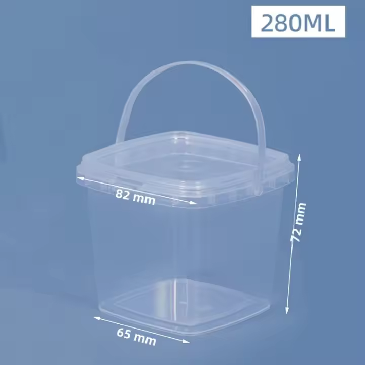 Cubeta De Plástico Transparente BPA-Free Con Tapa Airtight Para Almacenamiento De Alimentos En Línea 280ML/500ML/1L/2L - 1