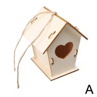 Caja De Pájaros De Madera Miniatura Para Exterior Casa Colgante Para Pájaros DIY Pintura Decoración De Jardín Cova Para Papagayo - details 5