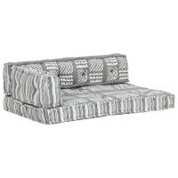 vidaXL Cojín para sofá de palés patchwork tela en color Gris claro/Multicolor/Gris y más | acolchados duraderos para sofás de jardín terraza exterior - details 2