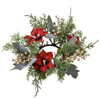 Corona De Bayas Artificiales Con Vela 25cm Decoración De Mesa Para Bodas Y Navidad Arreglo Floral Falso Para Centros De Mesa Y Fiesta - details 7