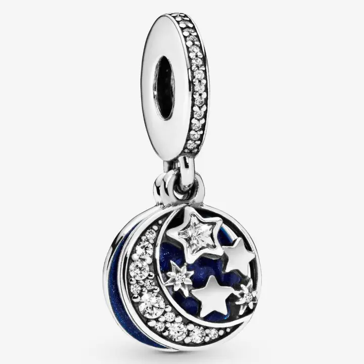 Pandora Charm de Colgante en Plata de Ley Ancanto Luna Cielo Estrellado  791993CZ，Incluye Caja Original - 1