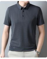 Camisa Polo De Verano Para Hombre Con Cuello Redondo Solido Camiseta De Negocios Transpirable Corta Cuello En V Talla Única - details 11