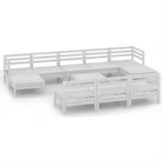 VIDAXL 3083370 conjunto de muebles de pino para exterior de 11 unidades color blanco sin cojines vida xl - 1