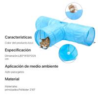 COTTECOTA-Túneles para Gatos Varios Modelos Tubos para Gatos Tunel con forma de T, Tubo Plegable PET Plegable Divertido Juego Juguete Tubo de Gatos Juguete con Pompón y Campanas para Gato Gato Jugar Túnel Casa del Laberinto - details 4