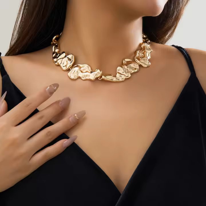 Cuello Alto De Metal Grueso Y Irregular Para Mujer Joyería De Moda Collar Redondo a La Moda Accesorios De Cuello De Tendencia - 1