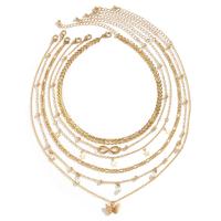 Set De 6 Collares De Lujo Vintage Con Colgante De Mariposa Perla Imitación Para Mujer Multicapa Cadenas Delgadas Aesthetic Y2K Joyería - details 6