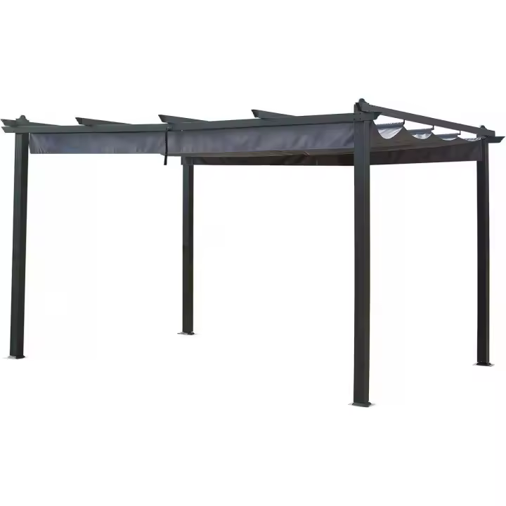 Pérgola de aluminio con techo retráctil - 3 x 4 m - Antracita - 1