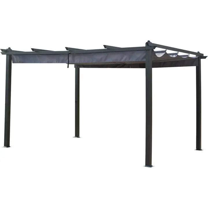 Pérgola de aluminio con techo retráctil - 3 x 4 m - Antracita - 1