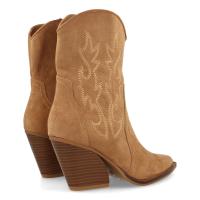 PuntoSalao Botines cowboy tacón medio mujer color camel - Unos Botines tacón medio campero alto mujer para mujer bordado en caña y empeine y cierre de cremallera color camel - details 2