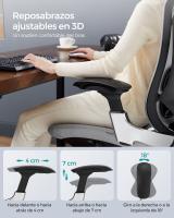 Silla de oficina ergonómica en malla ajustable, respaldo basculante, asiento móvil, base de estrella de aluminio, soporta hasta 150 kg, disponible en gris paloma o negro tinta - details 5