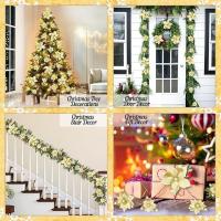 1/5Pcs Ornamentos De Navidad Dorados Con Flores Artificiales 20cm Decoración Para El Hogar Y Árbol De Navidad 2024 - details 7