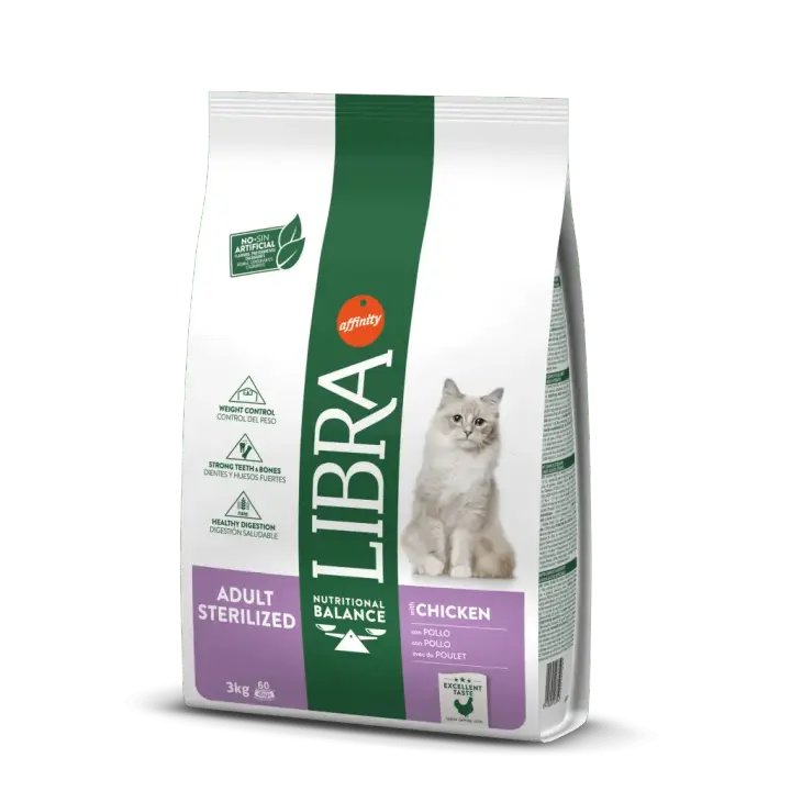LIBRA  ADULT STERILIZED con POLLO  Pienso para Gatos adultos Esterilizados Alimento Completo Affinity 3 KG - 1