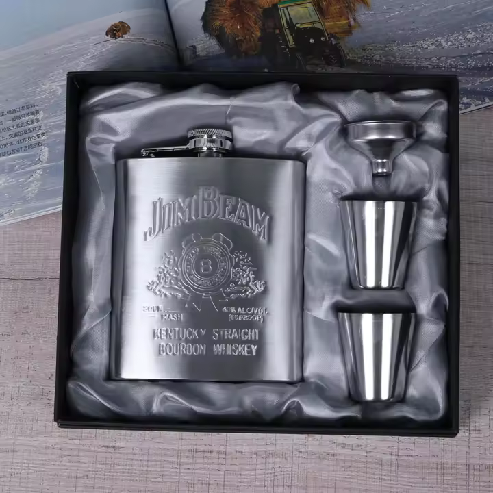 Botella De Alcohol Portátil De 8oz En Acero Inoxidable Flask De Billetera Para Exteriores Caja De Regalo Vino Y Vodka Contenedor De Bebida Herramientas De Bebida - 1