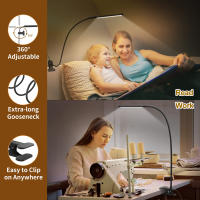 Lámpara De Mesa LED Con Clip Plegable Y Soporte De Lectura 360° Luz De Mesa Para Dormitorio Protección Ocular USB Powered Ajustable Para Cama - details 1