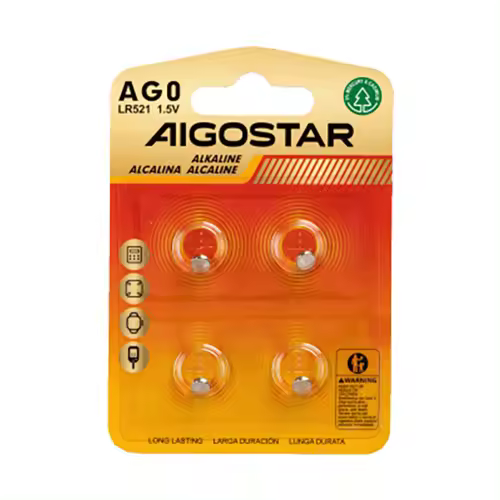 Pila de Boton AG0 LR69 LR521 de 1,5V 4 Unidades Aigostar - 1