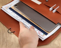Bolsa De Cuero Para Archivo Y Organizador De Documentos A4 Estilo Moda Para Negocios Contratos Facturas Storage - details 5