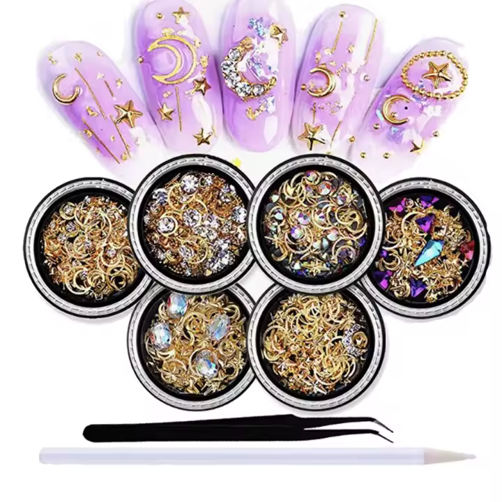 Set De 8 Piezas De Decoración Para Uñas Con Diamantes Y Lentejuelas Accesorios Para Arte De Uñas DIY Kit De Adornos Para Manicura - 1