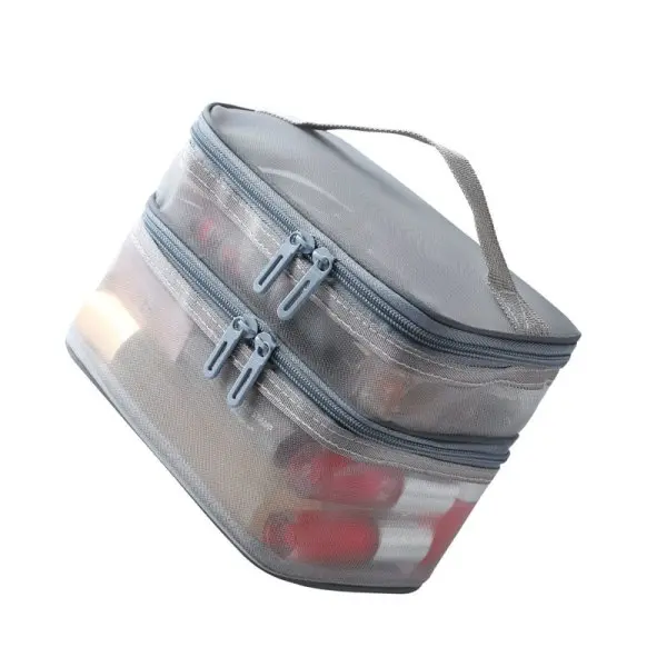 Bolso de cosmet de Doble Capa Gris - 1