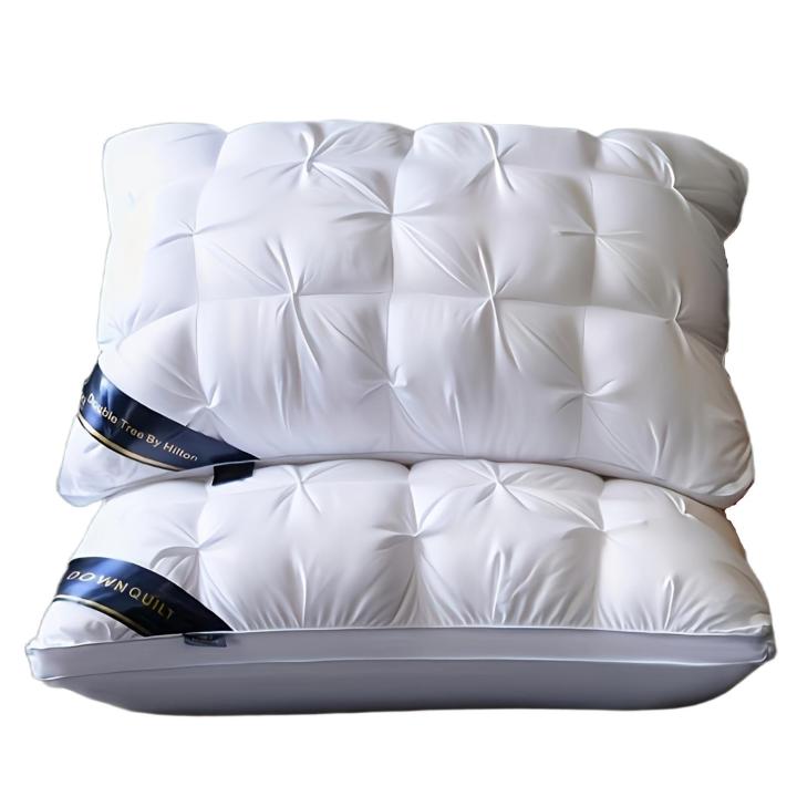 DECODEKO-​​Almohada de lujo con calidad de hotel 5 estrellas, soporte cervical para un sueño profundo. Almohada de alta densidad, mullida y resistente al hundimiento para todas las estaciones, con funda de satén blanco y relleno de poliéster 100%.​