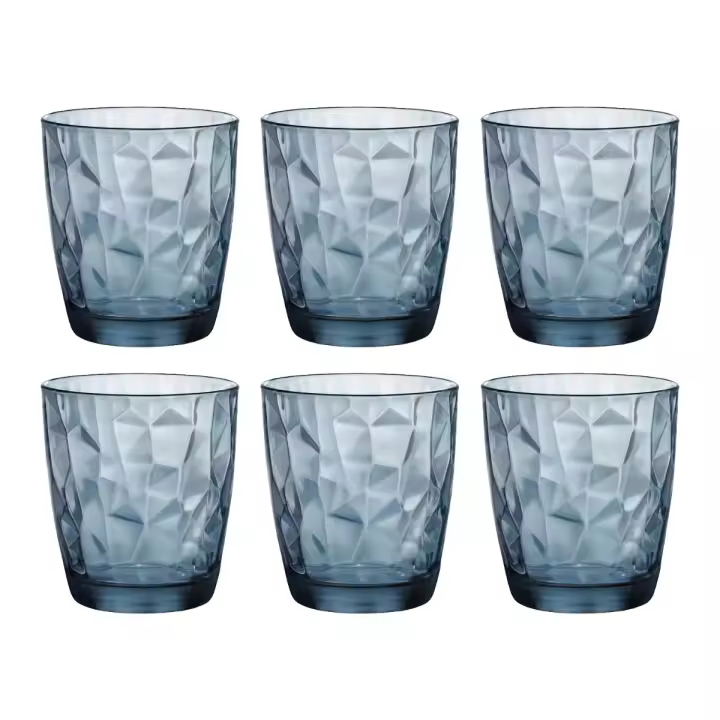 Bormioli Luigi Caja 6 Vasos Bajos Luigi Bormioli Diamond 39CL Vidrio Azul Facil de Limpiar - 1