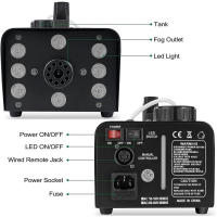 500W 18LED RGB wireless remote control smoke machine DJ Disco smoke machine suitable for Christmas party wedding Halloween stage effect fog - details 1