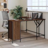 vidaXL Escritorio madera de ingeniería roble marrón 141x141x75 cm en color Marrón roble/Roble ahumado/Negro | estructura resistente ideal para salón dormitorio o estudio - details 0