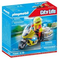 PLAYMOBIL (71205) Moto de Emergencias amarilla con luz intermiente y enfermero motorista, City Life - details 0