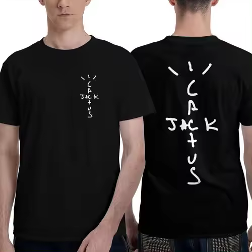 Camiseta de Manga Corta, 100% Algodón, Ropa Unisex para Hombres y Mujeres en 5 Tallas, Camiseta Negra CON DOBLE ESTAMPADOS, Cuello redondo. - 1